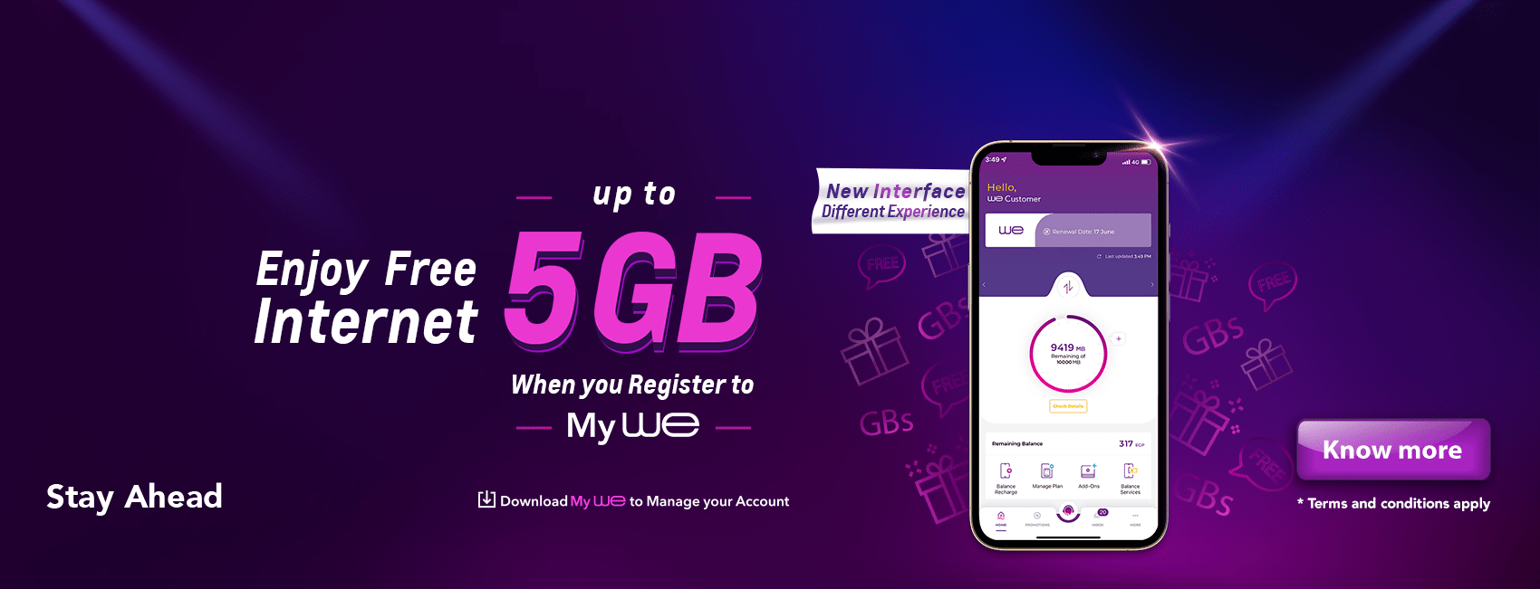 Enjoy free up to 5GB internet when you register to My WE